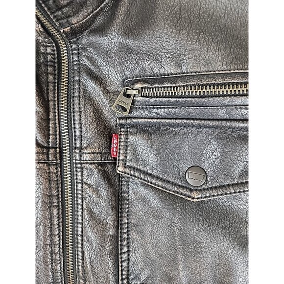 Levi's Aviator Bomber Jacket Men's Size Large Brown Faux Leather Sherpa Lined - Picture 4 of 13